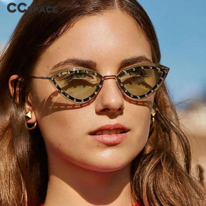 55554 Luxury Rimless Sunglasses Women Diamond  Triangular Sun Glasses Brand Designer Shades Uv400 Fashion Eyewear