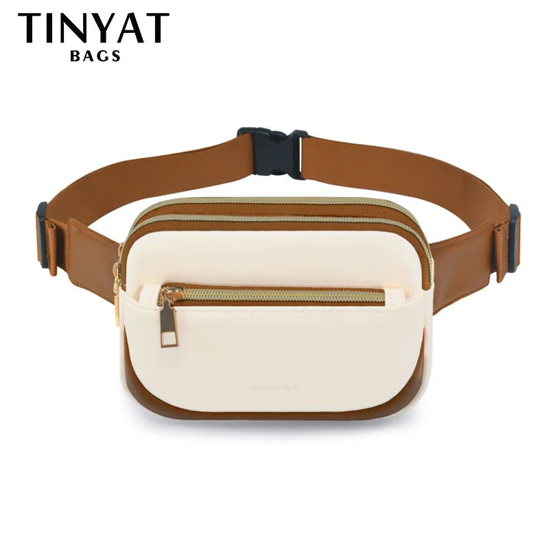TINYAT 2025 Bohemian Lightweight Waist Bag Woman Fanny Pack Boho Crossbody Bag for Ladies Music Festival Travel Going Out