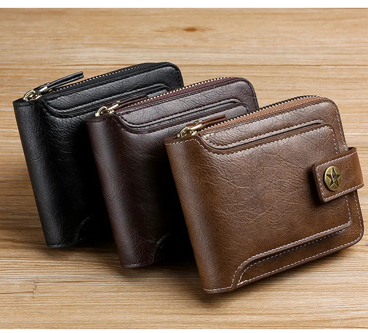 Retro Horizontal Wallet – Large Capacity with 7 Card Slots, Zipper Coin Pocket & ID Window, Driver’s License Holder