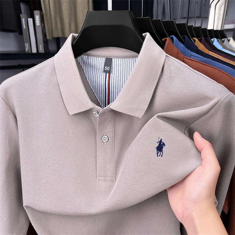 100 cotton high-end brand long sleeve polo