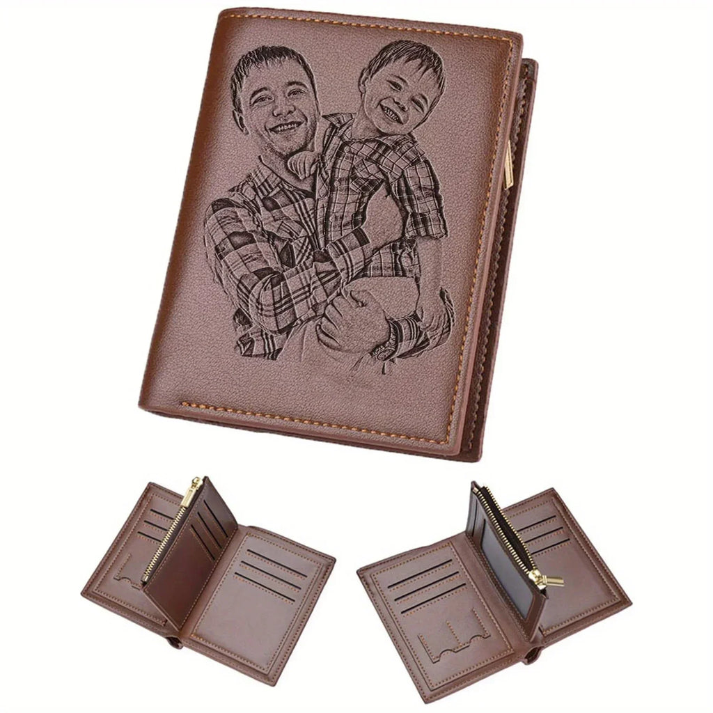 Engraved Personalized Gifts Custom Wallet for Men,Husband,Dad,Son for Birthday Anniversary Day Personalized Photo Wallets