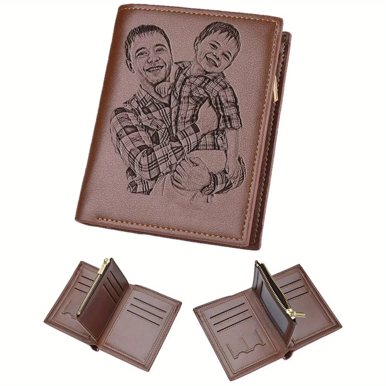 Engraved Personalized Gifts Custom Wallet for Men,Husband,Dad,Son for Birthday Anniversary Day Personalized Photo Wallets
