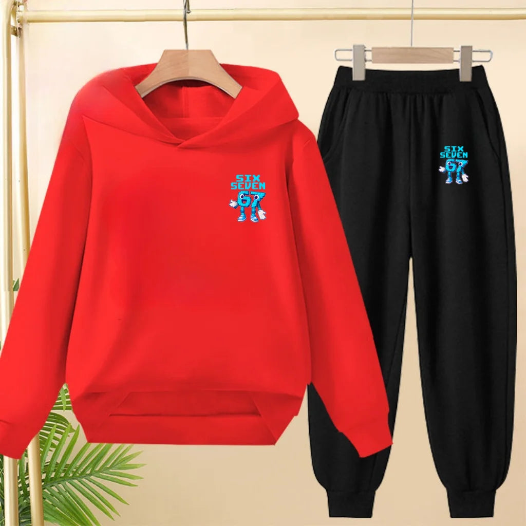 Children Coat 2 Piece 3-12 Age Boy Girl 67  Comfort Leisure Hoodie+Trousers Pullover Hooded Autumn Winter New Style Sportswear
