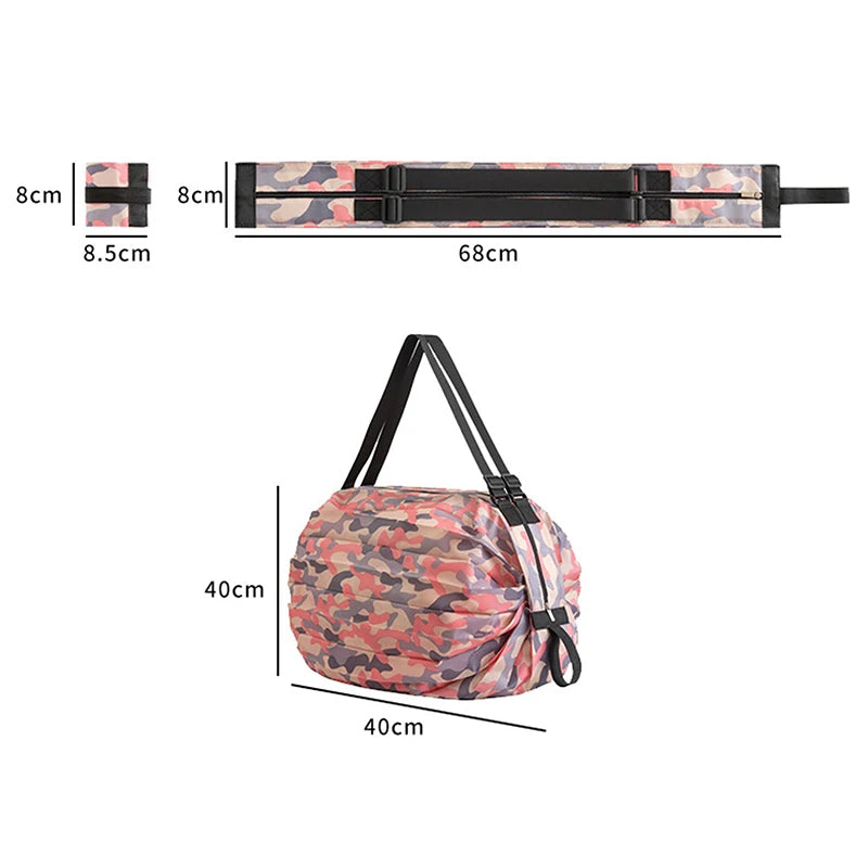 New Foldable Shopping Bag Space Save Reusable Supermarket Grocery Shopping Bag Travel Beach Fitness Sports Bag One-Shoulder