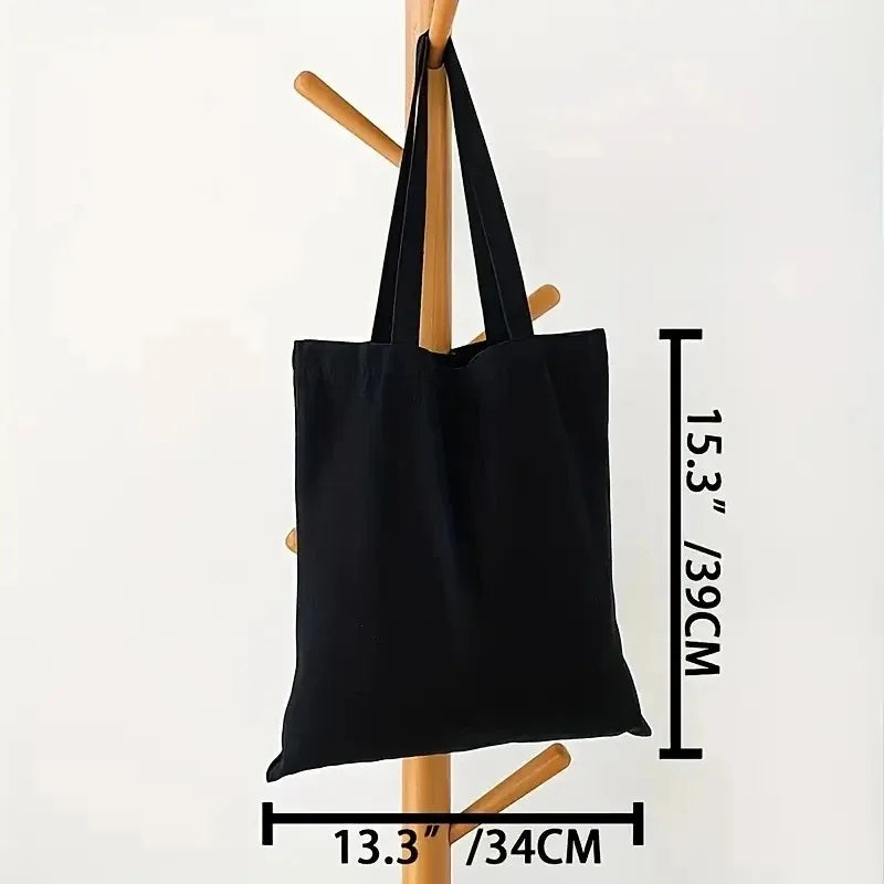 Shopping Travel Essential Simple Casual Shoulder Bag for Women Solid Color Canvas Large Capacity Handheld Bag