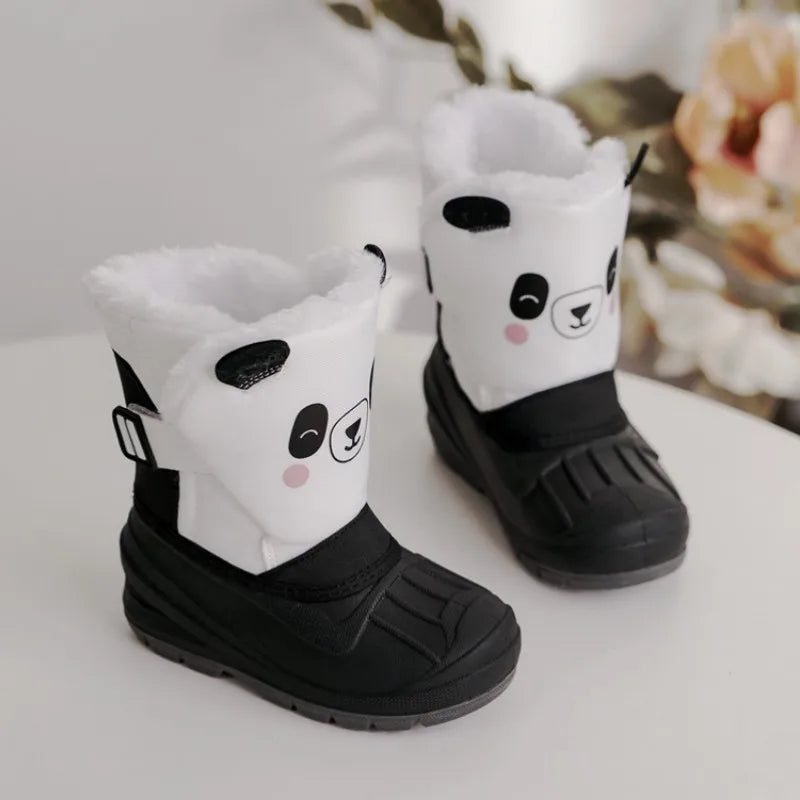 Kids Plush Snow Boots Children Waterproof Anti-Slippery Keep Warm In Winter Padded Cotton Shoes Soft Flat Sole Footwear