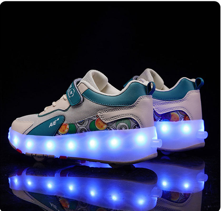 Kids Roller Skate Shoes Fashion Outdoor Skating Sneakers Boys Girls 4 Wheels Skates Footwear Toys Birthday Gift With Led Light