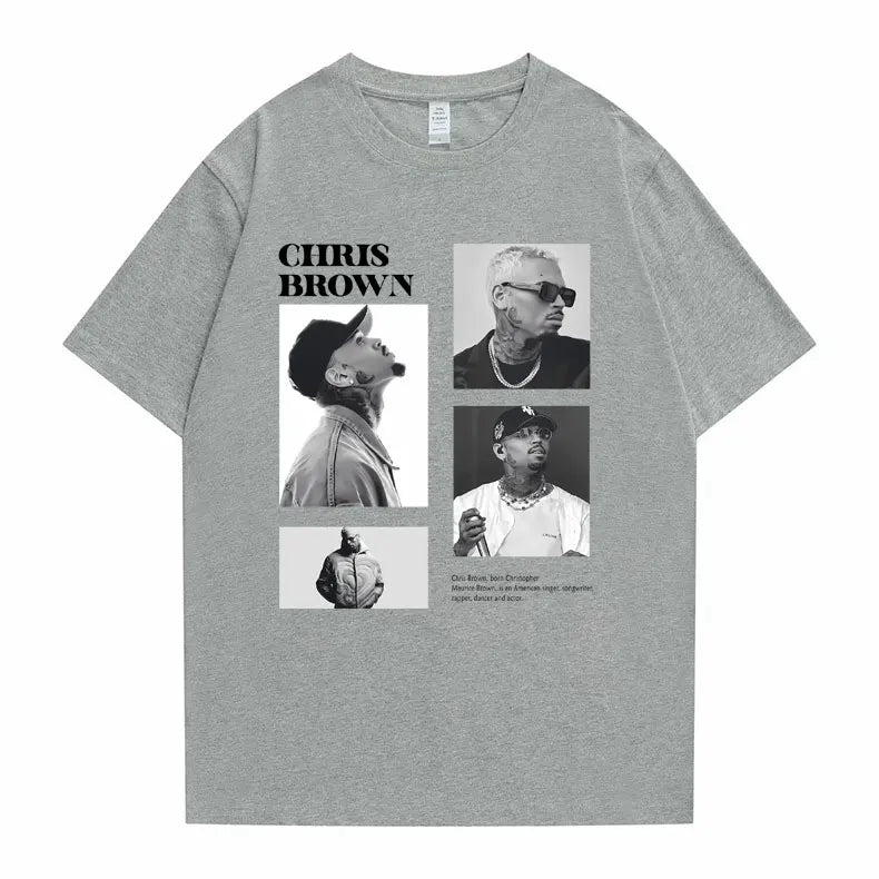 Pop Singer Chris Brown Graphic Print T Shirt Men Women