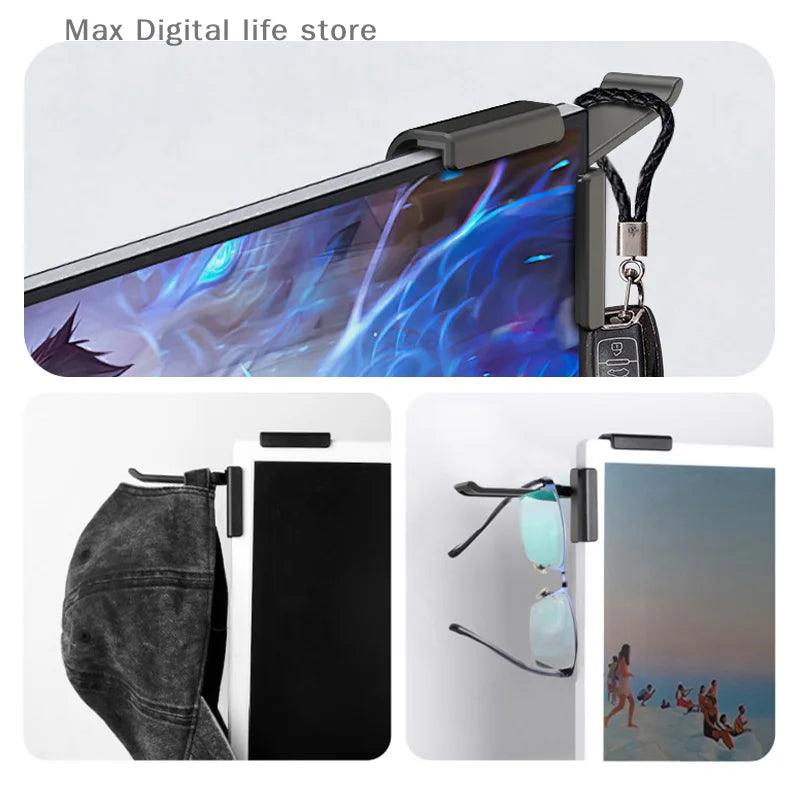 Computer Monitor Earphone Holder Clip PC Screen Headset Headphone Stand Bracket Desktop Organizer Laptop 360 Degree Rotation