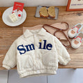 Winter Children's Clothing Baby Boys Smile Jacket Coats Kids Cotton Clothes Toddler Girls Lapel Outerwear Embroidery Tops 0-6Yrs
