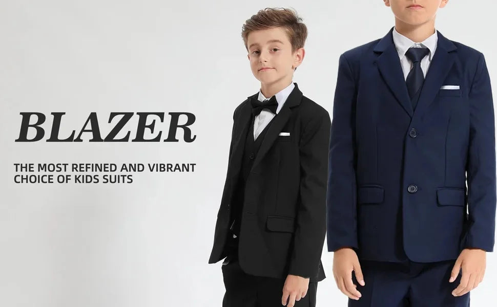 Children Photograph Suit Boys Wedding Kids Tuxedo Evening Party Wear Teenager Graduation Birthday Costume Blazer+Vest+Pant