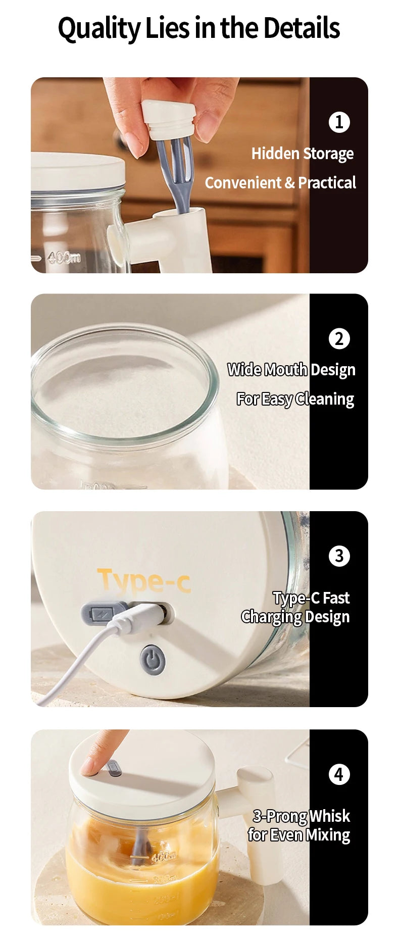 OANKR Automatic Stirring Coffee Cup Rechargeable Electric Stirring Mugs 400ml Mixing Glass Egg Cup Barista Coffee Accessories