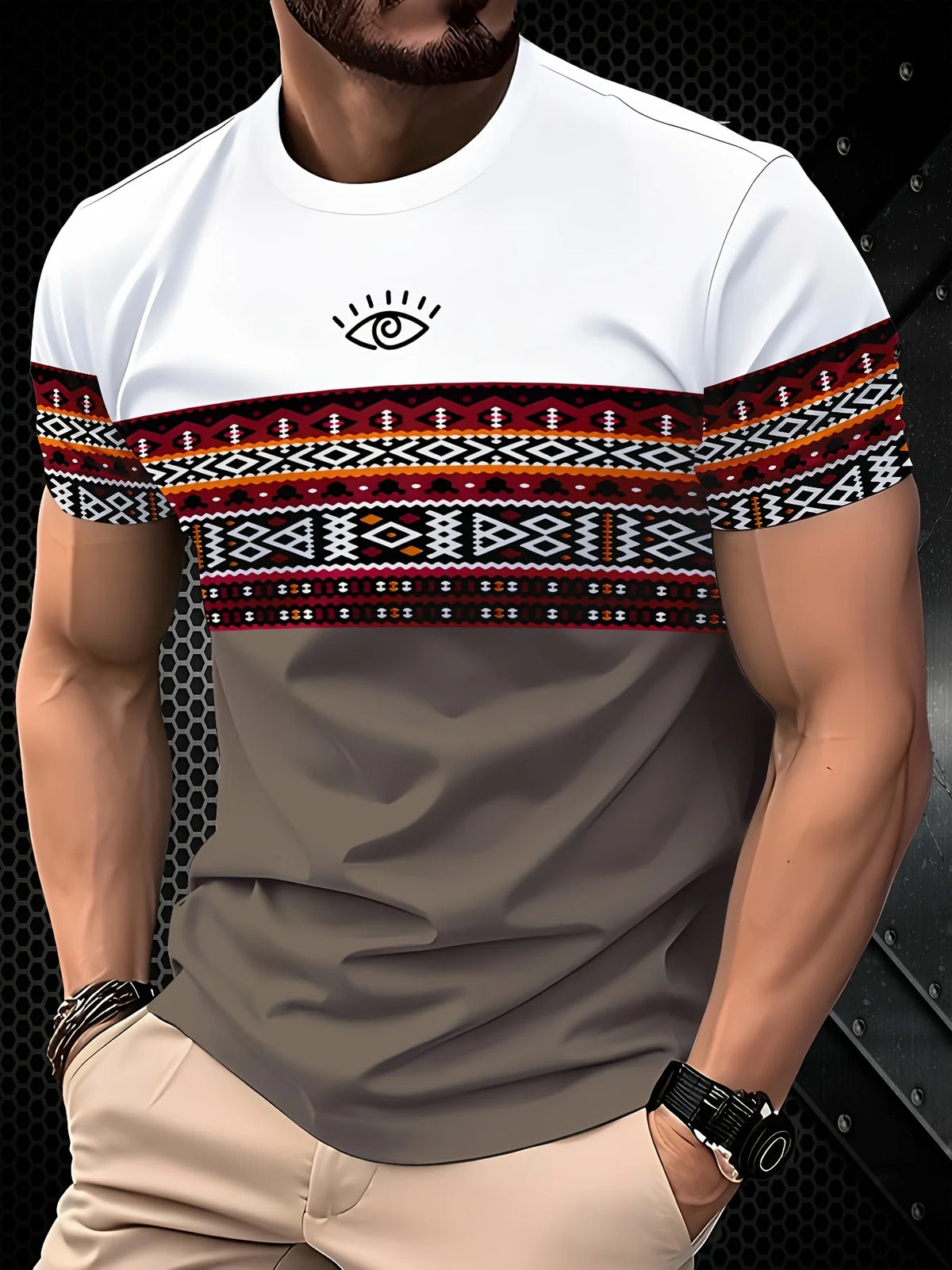 Men's T-shirt Top, Summer Round Neck Short Sleeved Casual Sportswear, Men's Daily Versatile 3D Printed Clothing, Cool and Trendy