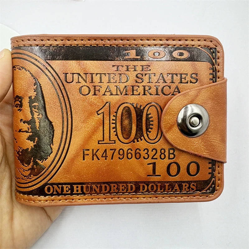1Pcs Men's Business Wallet Men's Wallets With 100 US Dollar PatternWallet Male Leather Walet Mountaineering Bag Christmas Gifts