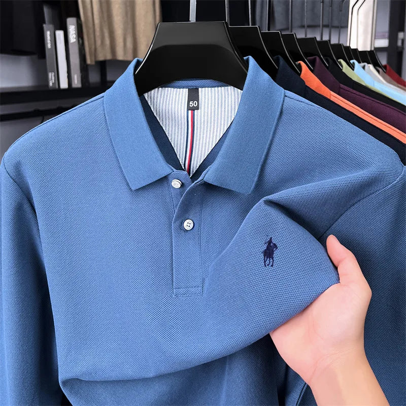 100 cotton high-end brand long sleeve polo