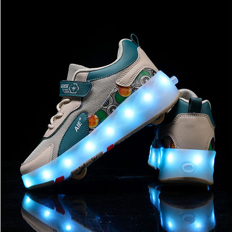 Kids Roller Skate Shoes Fashion Outdoor Skating Sneakers Boys Girls 4 Wheels Skates Footwear Toys Birthday Gift With Led Light