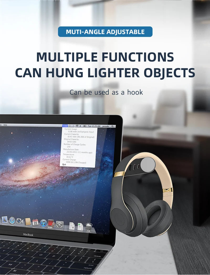 Laptop Phone Holder, Magnetic Laptop Side Mount Clip, Adjustable Aluminum Alloy Computer Monitor Expansion Bracket
