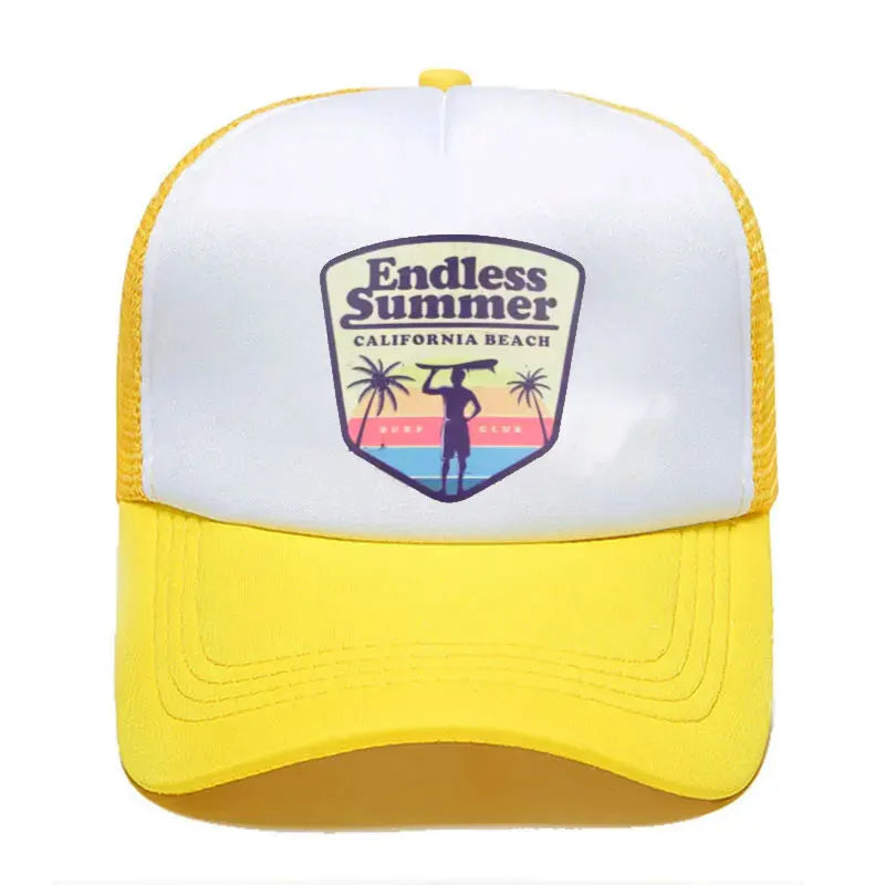 Cool Summer Surfing Trucker Cap Hat Beach Seaside Surfer Caps Sandbeach Holiday Mesh Cap HipHop Hat for Men Women Youth
