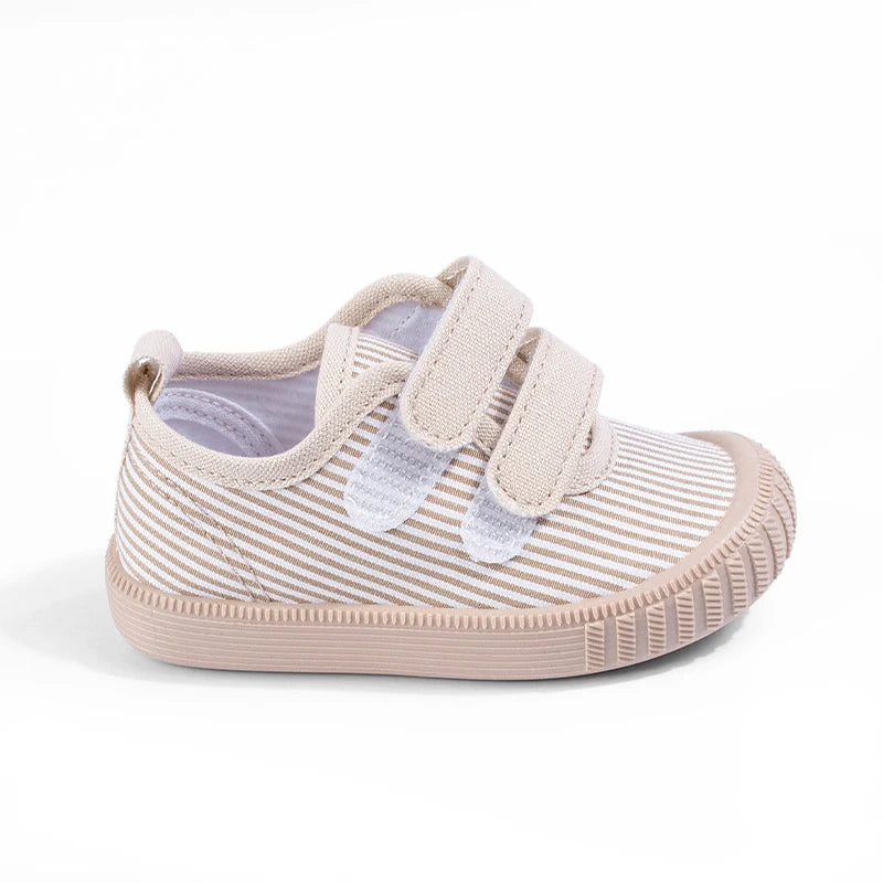 2026 Spring Kids' Casual Canvas Shoes | Striped Velcro Soft Sole Baby Shoes for Boys & Girls
