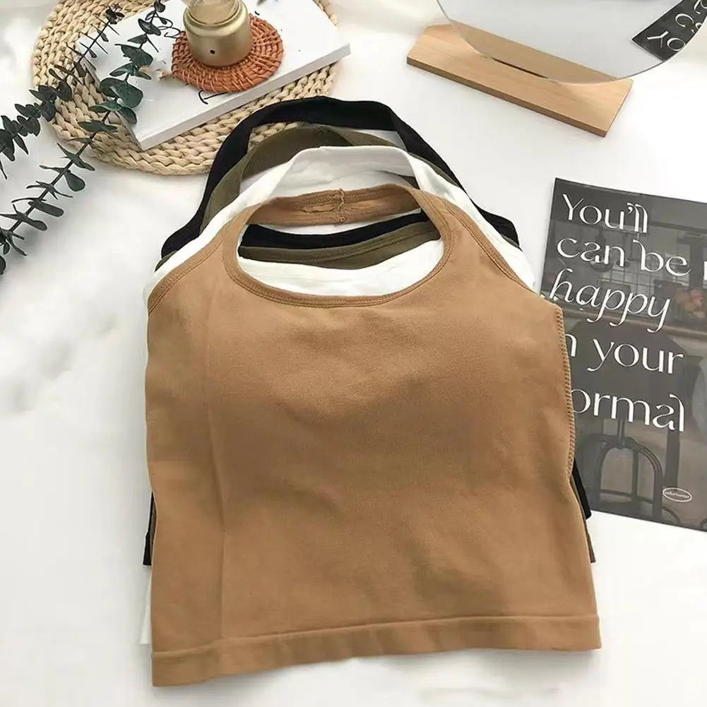 Halter Top Gym Vest Woman Backless Tank Tops Push Up Sport Bras Running Vest Workout Tops Activewear Yoga Clothing