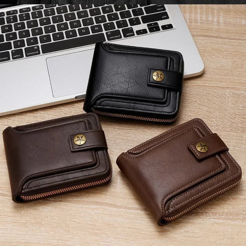 Retro Horizontal Wallet – Large Capacity with 7 Card Slots, Zipper Coin Pocket & ID Window, Driver’s License Holder