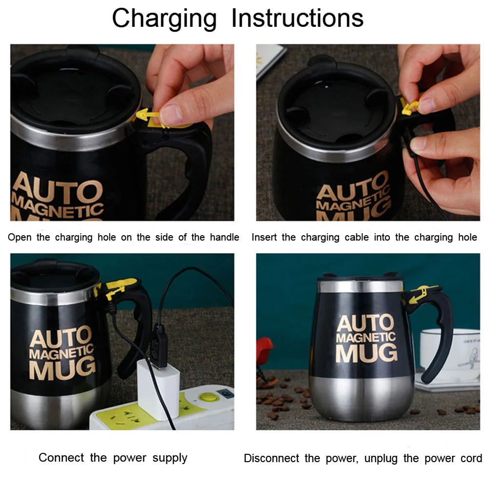 New Automatic Self Stirring Magnetic Mug Stainless Steel Coffee Milk Mixing Cup Creative Blender Smart Mixer Thermal Cups