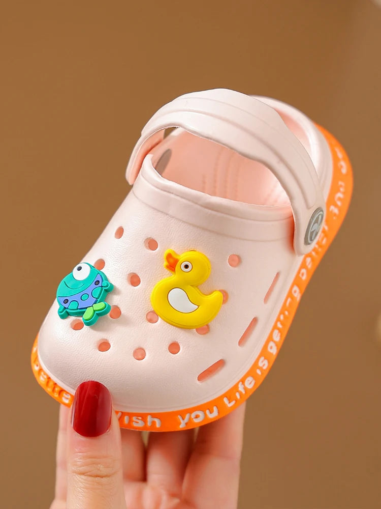 Kid Garden Shoes Sandals Summer Boys Girls Baby Baotou Sandal Infantil Soft Plastic Cute Cartoon Antiskid Casual Bathe Slippers