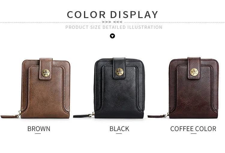 Retro Horizontal Wallet – Large Capacity with 7 Card Slots, Zipper Coin Pocket & ID Window, Driver’s License Holder