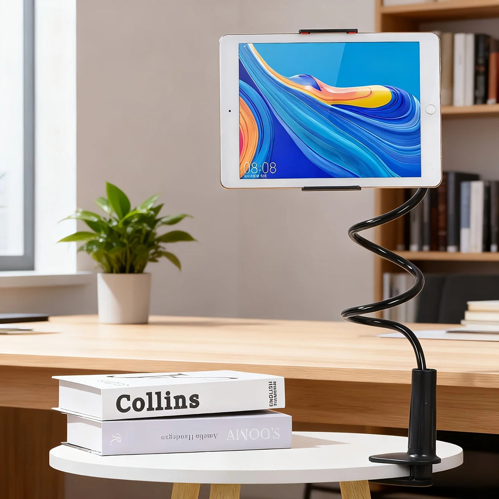 1pc Adjustable Multi-Device Stand, 360° Rotatable with Flexible Clamp & Charging Port - for Phone Tablet, Home Office Bedroom