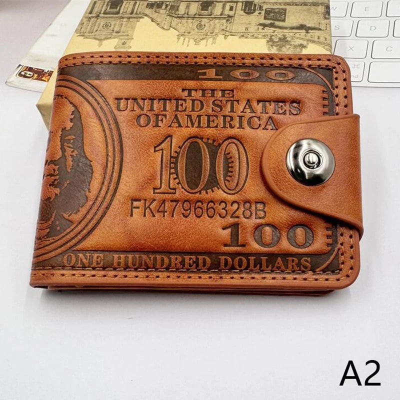 1Pcs Men's Business Wallet Men's Wallets With 100 US Dollar PatternWallet Male Leather Walet Mountaineering Bag Christmas Gifts