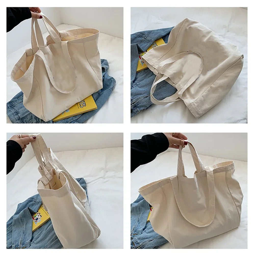 Canvas Shopping Bags Large Capacity Conventional Tote Bag Eco Two Straps Organizer Fashion Letter Printed Women Shoulder Handbag
