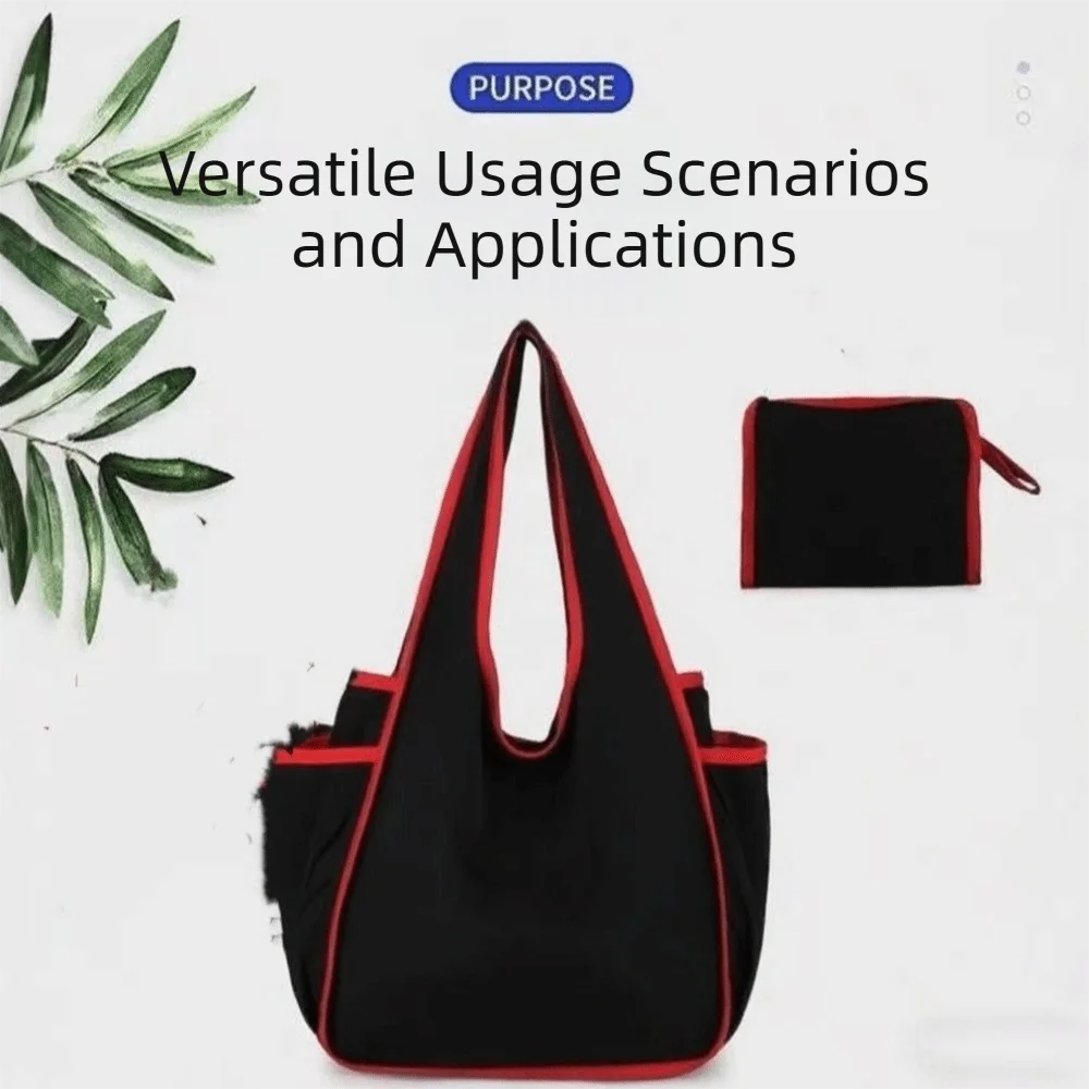 Reusable Large Capacity Shopping Bag Waterproof Foldable Tote Bag Color Blocking Polyester Eco-Friendly Bag Grocery