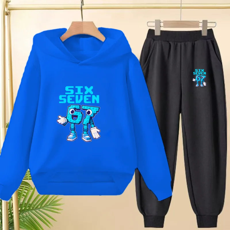 Children Coat 2 Piece 3-12 Age Boy Girl 67  Comfort Leisure Hoodie+Trousers Pullover Hooded Autumn Winter New Style Sportswear