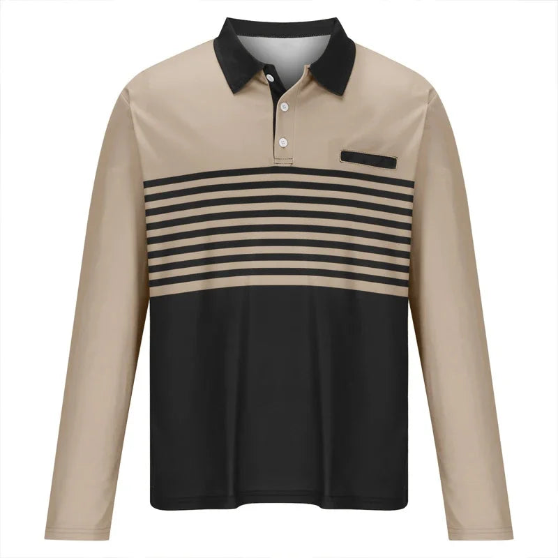 Men's Long-sleeved Lapel Top Polo Casual and Comfortable Spring and Autumn Men's Top