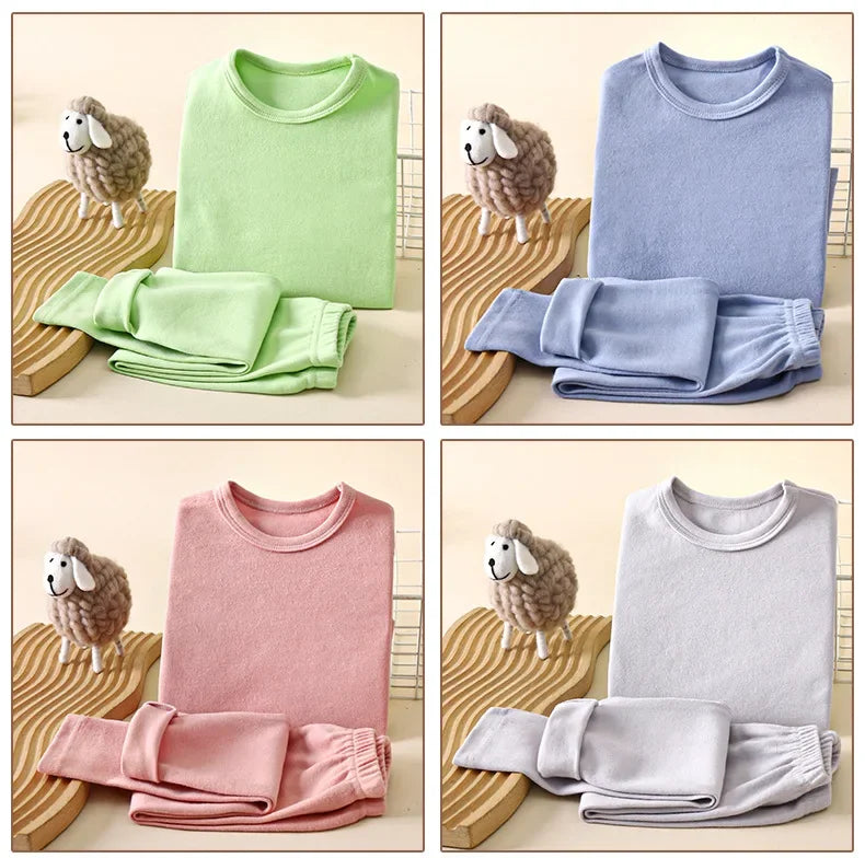 Children's Home Clothing Children's Underwear Set New Baby  Autumn Pajamas Boys' Warm Girls Loungewear Comfortable Velvet Cotton