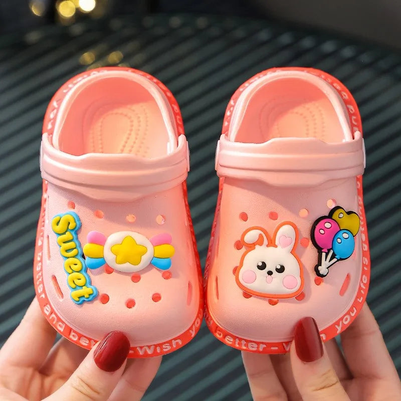 Kid Garden Shoes Sandals Summer Boys Girls Baby Baotou Sandal Infantil Soft Plastic Cute Cartoon Antiskid Casual Bathe Slippers