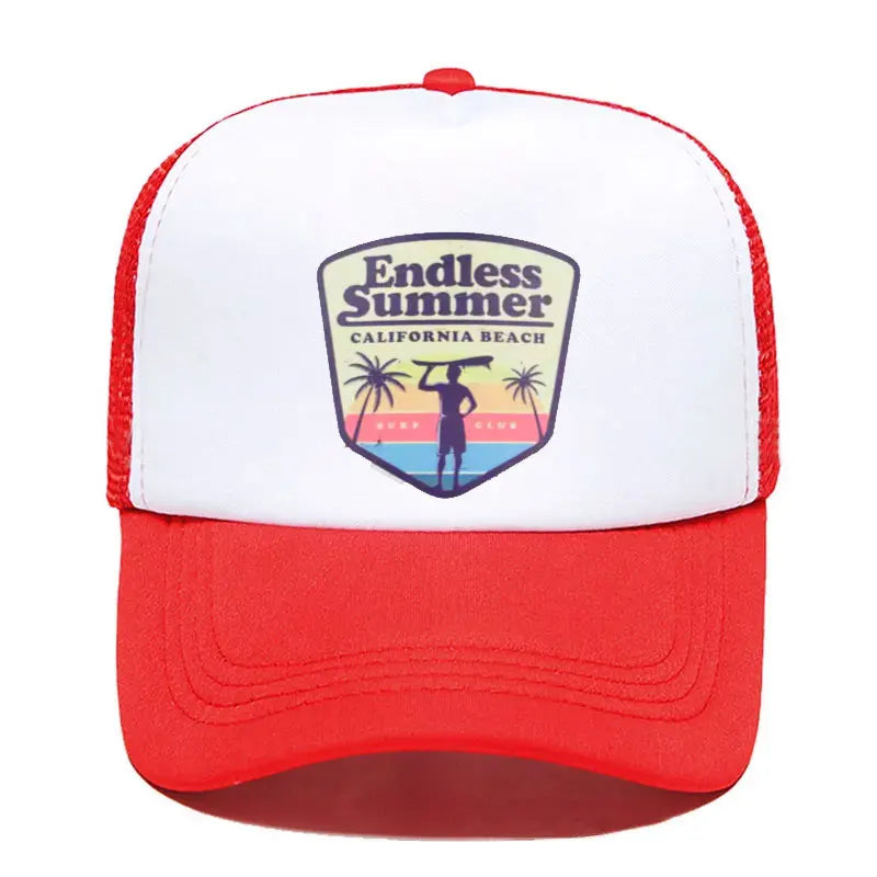 Cool Summer Surfing Trucker Cap Hat Beach Seaside Surfer Caps Sandbeach Holiday Mesh Cap HipHop Hat for Men Women Youth
