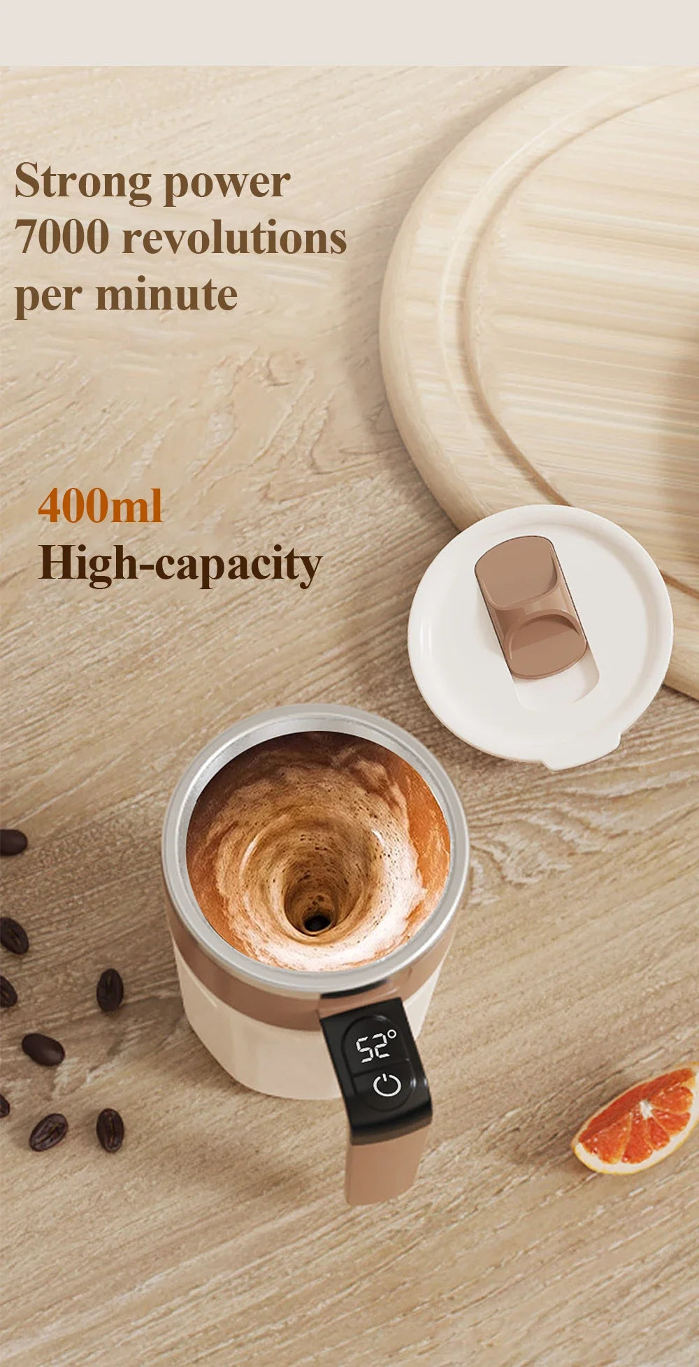 400ML Automatic Stirring Cup USB Rechargeable Electric Self Mixing Coffee Mug Stainless Steel Portable Tea Milk Drinking Cup