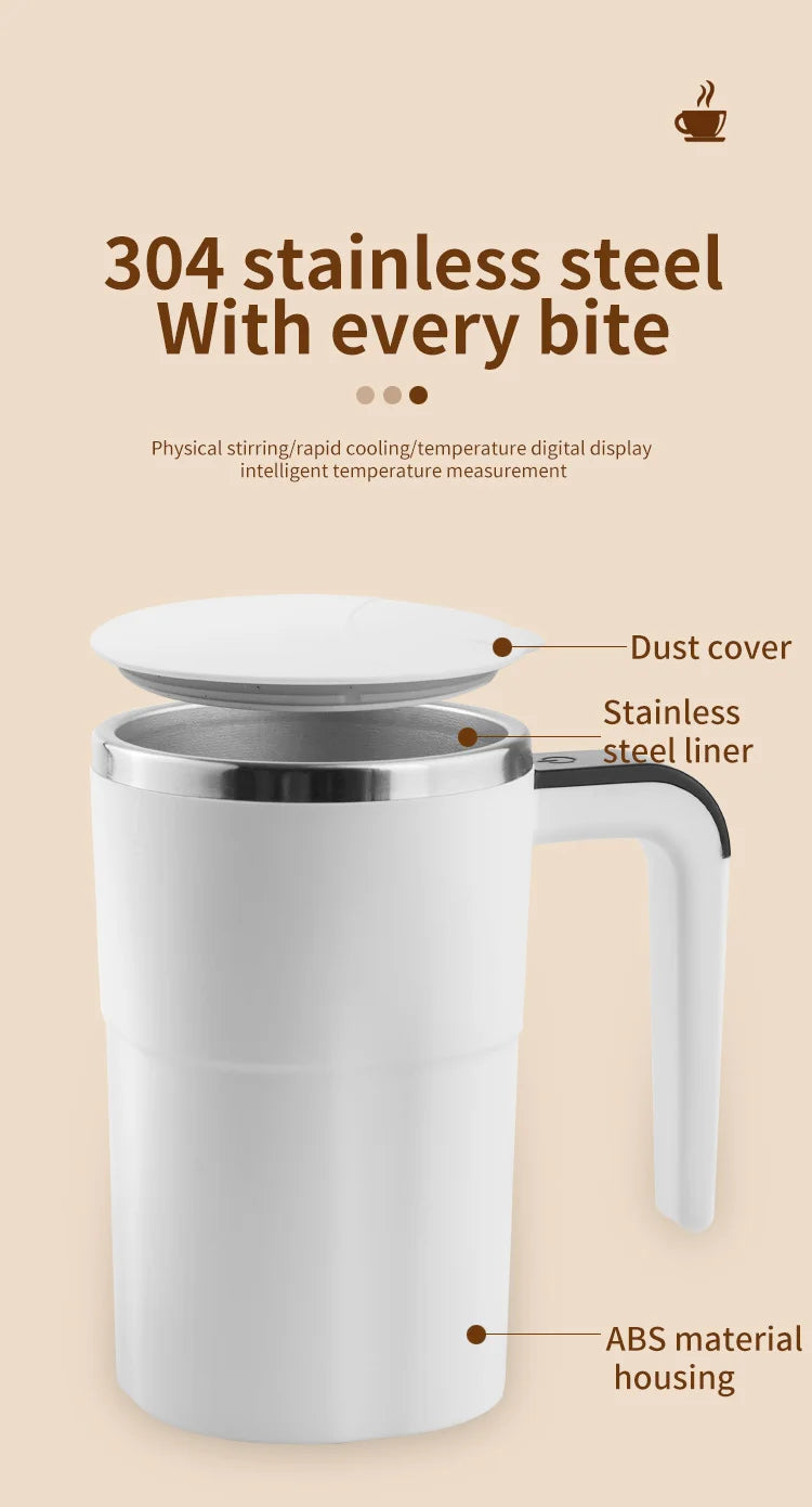 HOMEFISH Automatic Stirring Cup Rechargeable Portable Coffee Electric Stirring Stainless Steel Mixer Rotating Magnetic