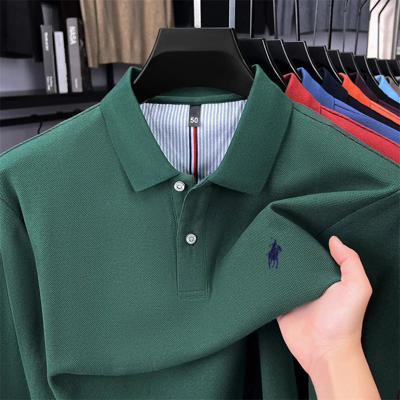 100 cotton high-end brand long sleeve polo
