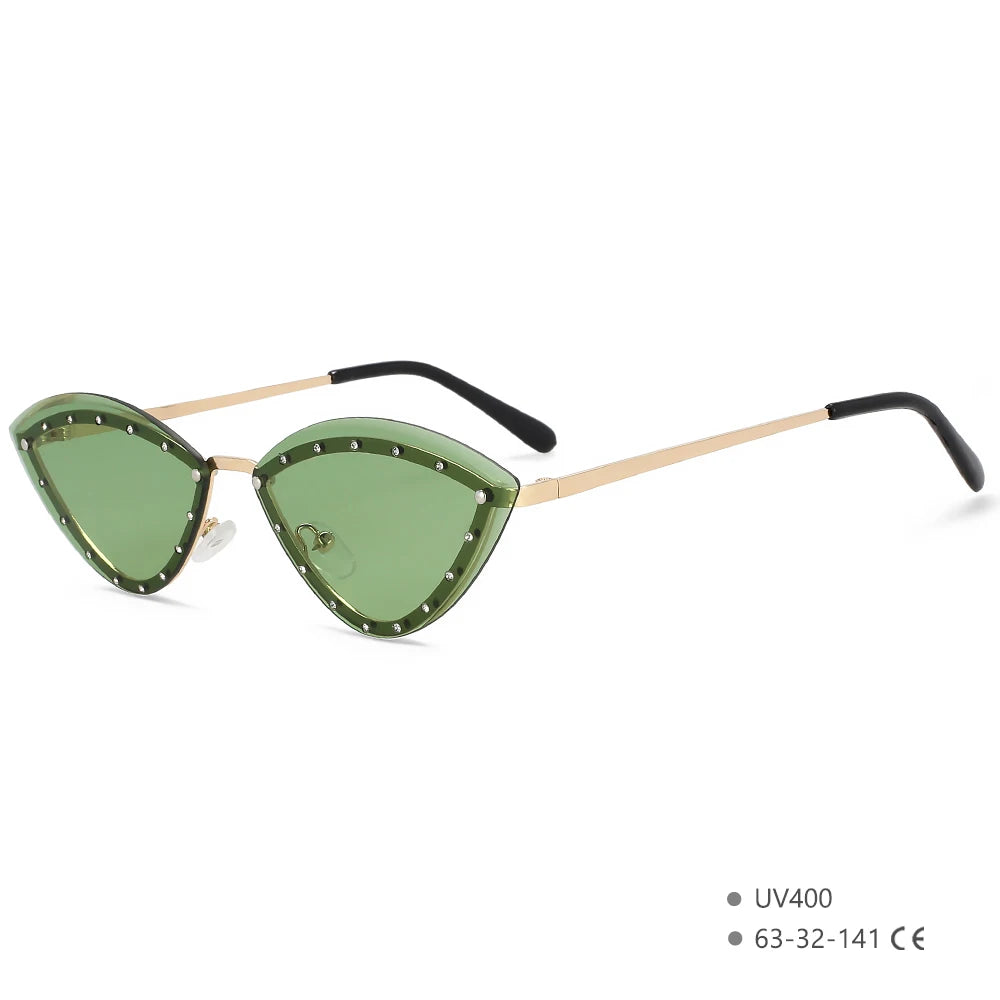55554 Luxury Rimless Sunglasses Women Diamond  Triangular Sun Glasses Brand Designer Shades Uv400 Fashion Eyewear