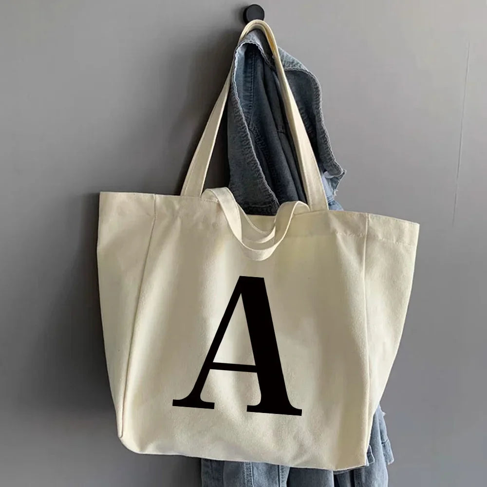 Canvas Shopping Bags Large Capacity Conventional Tote Bag Eco Two Straps Organizer Fashion Letter Printed Women Shoulder Handbag
