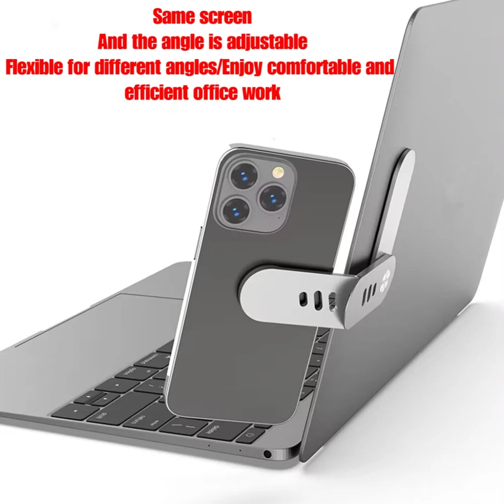 Laptop Phone Holder, Magnetic Laptop Side Mount Clip, Adjustable Aluminum Alloy Computer Monitor Expansion Bracket