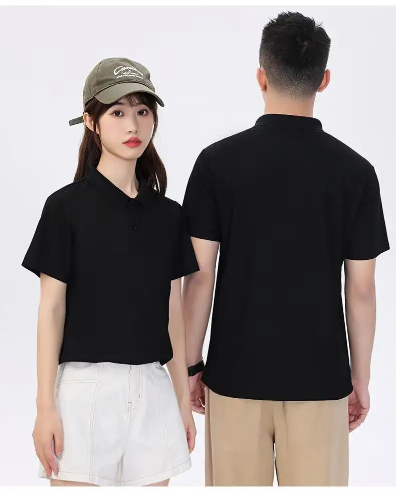Men's Classic Letter Print Polo Shirt Breathable Lapel Short Sleeve Solid Color Business Casual Golf Workwear Top Daily T-Shirt
