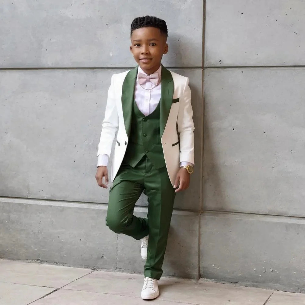 Children Photograph Suit Boys Wedding Kids Tuxedo Evening Party Wear Teenager Graduation Birthday Costume Blazer+Vest+Pant