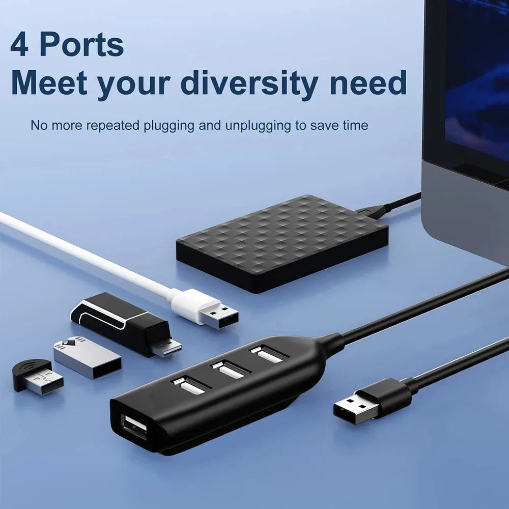 4 Port USB Hub Portable USB 2.0 Hubs Splitter  Expander High Speed Transfer OTG Adapter for Macbook Laptop Computer Accessories