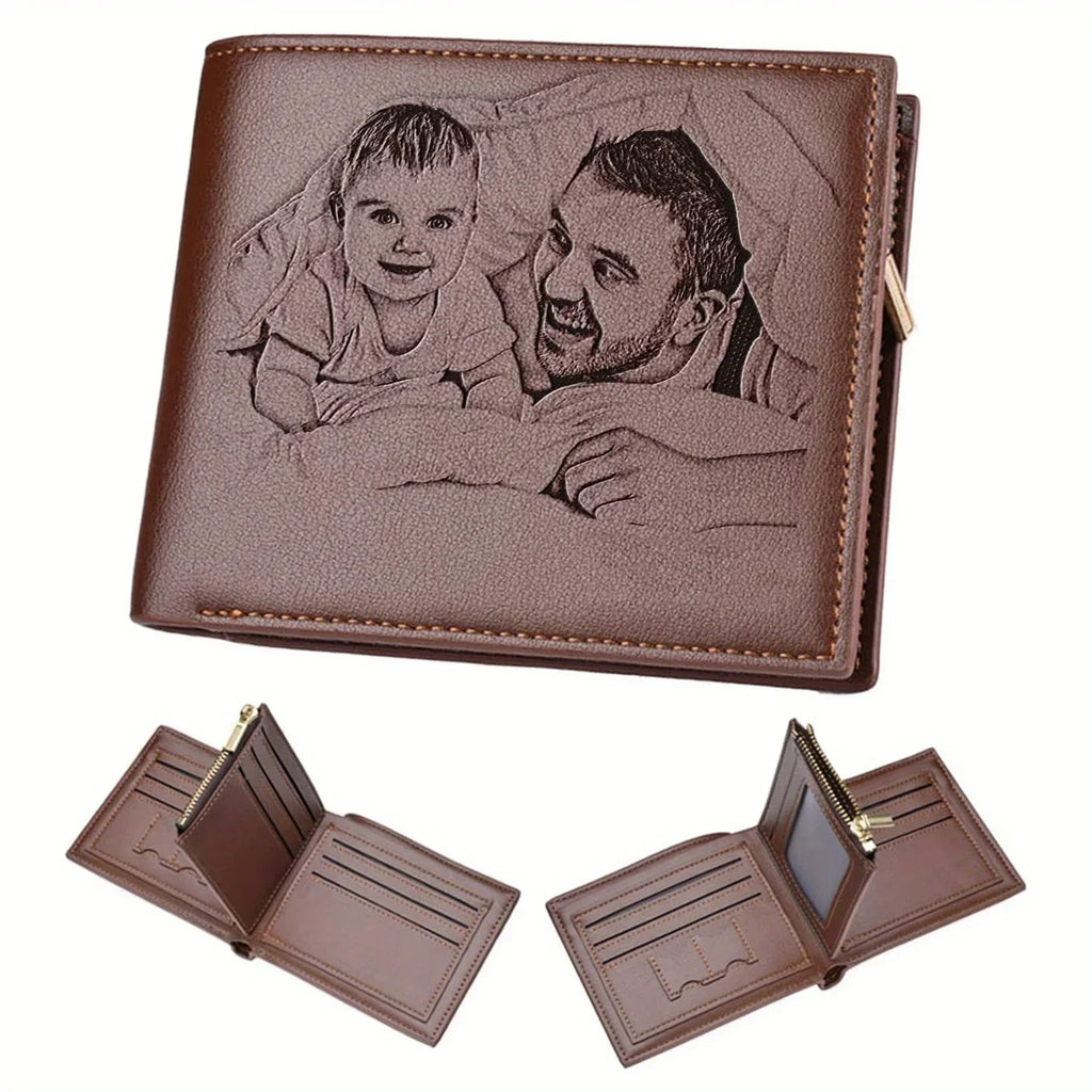 Engraved Personalized Gifts Custom Wallet for Men,Husband,Dad,Son for Birthday Anniversary Day Personalized Photo Wallets