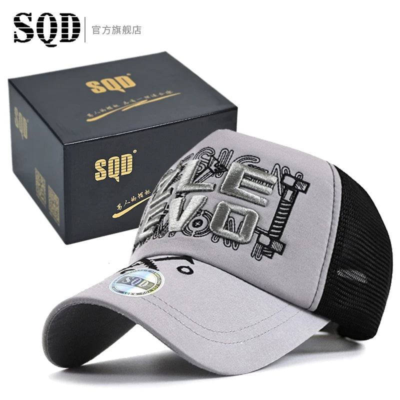 High top hat for men, sunshade and sun protection baseball cap, summer mesh breathable men's truck cap