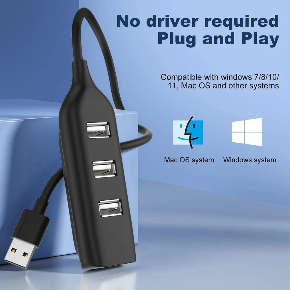 4 Port USB Hub Portable USB 2.0 Hubs Splitter  Expander High Speed Transfer OTG Adapter for Macbook Laptop Computer Accessories