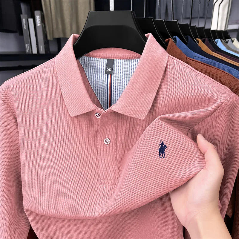 100 cotton high-end brand long sleeve polo
